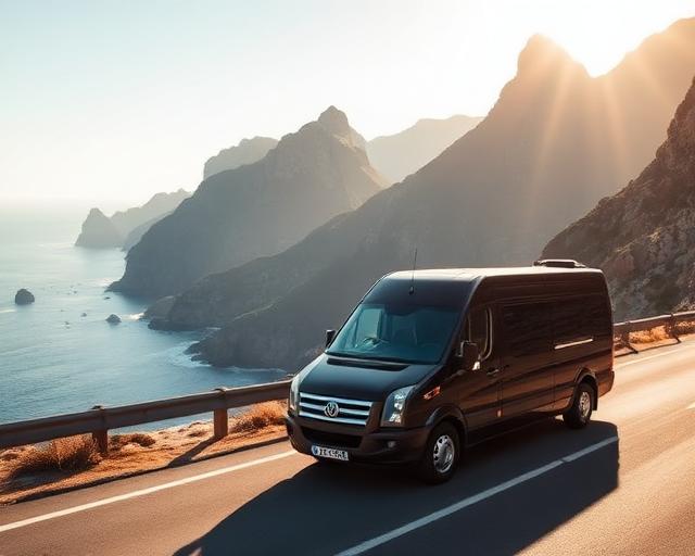 Private transfer vehicle on Chapman's Peak coastal road, Cape Town