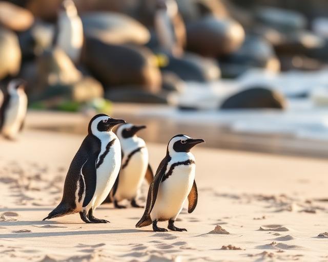 African penguins on Boulders Beach, Cape Town
